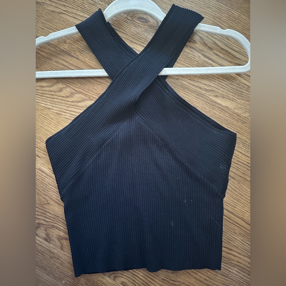 Topshop Black Textured Knit Top